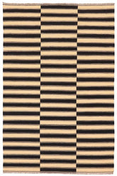 Flat Weave Kilim Antique Navaho Vintage handmade Modern Kilim Beige Black Hand-Woven Rectangle 100% Wool Area Rug 6x8
